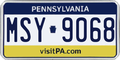 PA license plate MSY9068