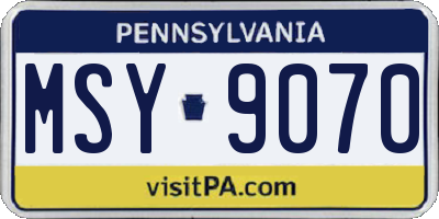 PA license plate MSY9070