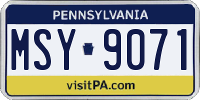 PA license plate MSY9071