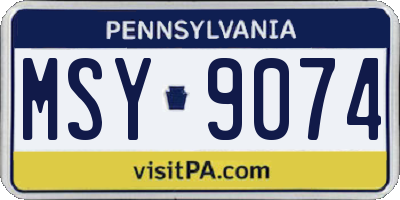 PA license plate MSY9074