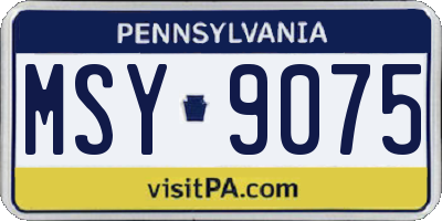 PA license plate MSY9075