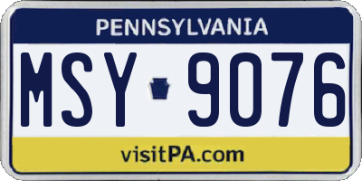 PA license plate MSY9076