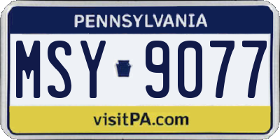 PA license plate MSY9077