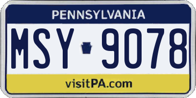 PA license plate MSY9078