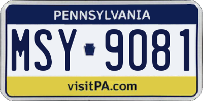 PA license plate MSY9081