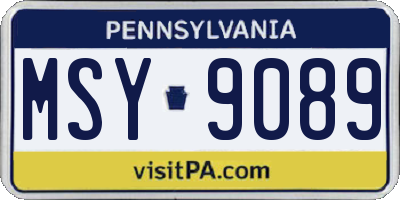 PA license plate MSY9089