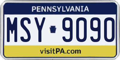 PA license plate MSY9090