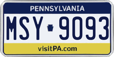 PA license plate MSY9093