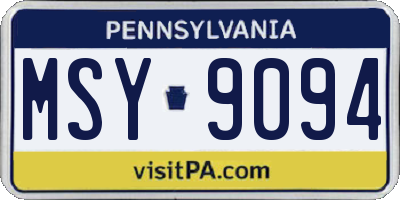 PA license plate MSY9094