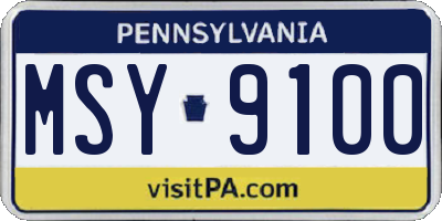 PA license plate MSY9100