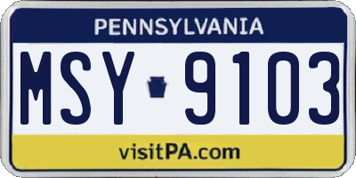 PA license plate MSY9103