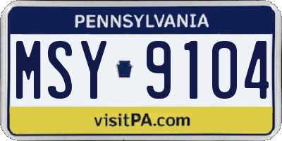 PA license plate MSY9104