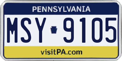 PA license plate MSY9105