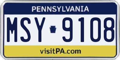 PA license plate MSY9108