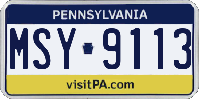 PA license plate MSY9113
