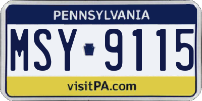 PA license plate MSY9115