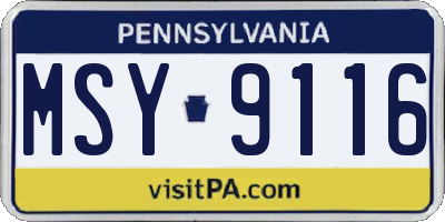 PA license plate MSY9116