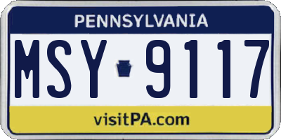 PA license plate MSY9117