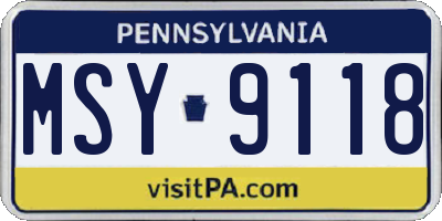 PA license plate MSY9118