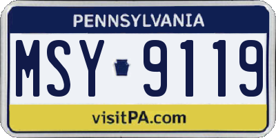PA license plate MSY9119