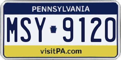PA license plate MSY9120