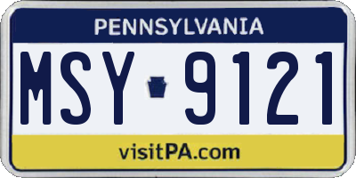 PA license plate MSY9121