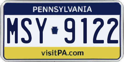 PA license plate MSY9122