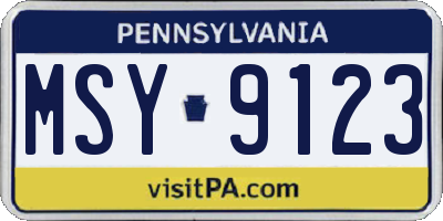 PA license plate MSY9123