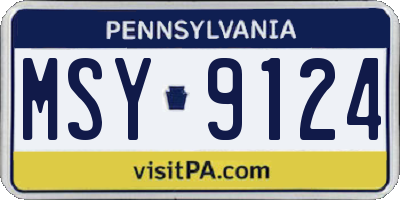 PA license plate MSY9124