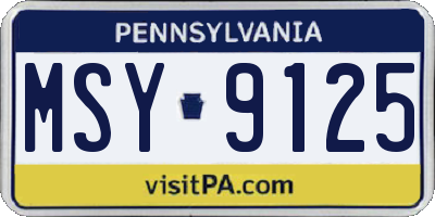 PA license plate MSY9125