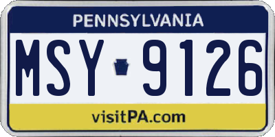 PA license plate MSY9126