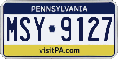 PA license plate MSY9127