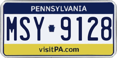 PA license plate MSY9128