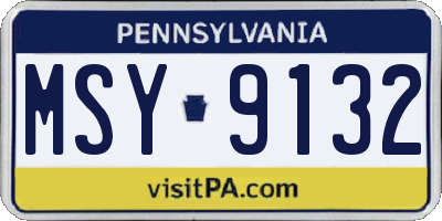 PA license plate MSY9132