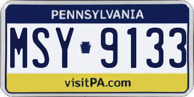 PA license plate MSY9133