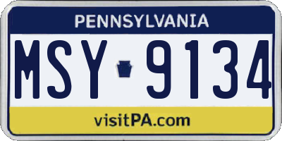 PA license plate MSY9134