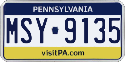 PA license plate MSY9135