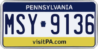 PA license plate MSY9136