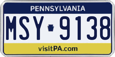 PA license plate MSY9138