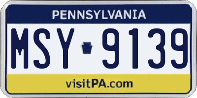 PA license plate MSY9139