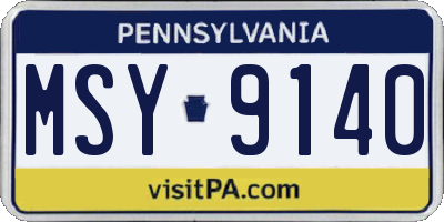PA license plate MSY9140