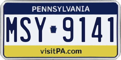 PA license plate MSY9141