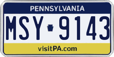 PA license plate MSY9143