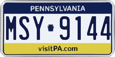 PA license plate MSY9144
