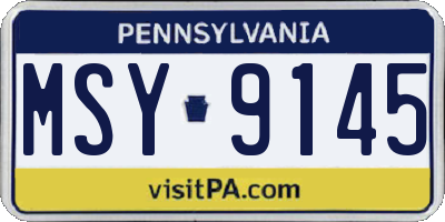 PA license plate MSY9145