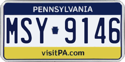 PA license plate MSY9146