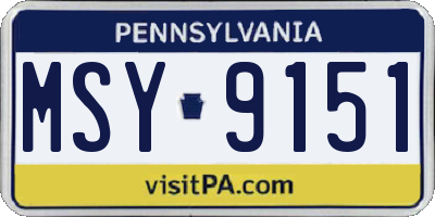 PA license plate MSY9151
