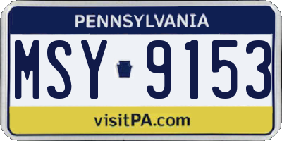 PA license plate MSY9153