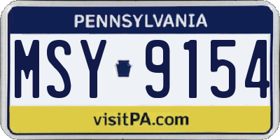 PA license plate MSY9154