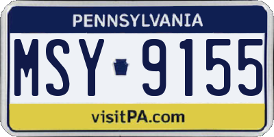 PA license plate MSY9155